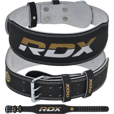 Пояс RDX 4" Leather L черн/золот.